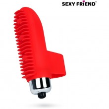 Вибронасадка на палец «Sexy Friend Love Play», Sexy Friend SF-40202, из материала силикон, цвет красный, длина 8 см., со скидкой