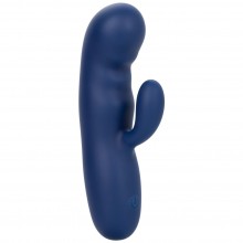 Ультрамягкий вибратор-кролик для женщин «Cashmere Silk Duo» с клиторальной стимуляцией, цвет синий, материал силикон, California Exotic Novelties SE-4364-20-3, длина 18 см., со скидкой