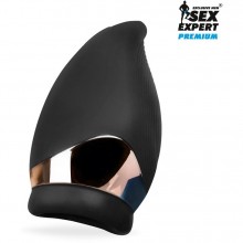 Мастурбатор с вибрацией и нагревом, Sex Expert SEM-55232, цвет черный, со скидкой
