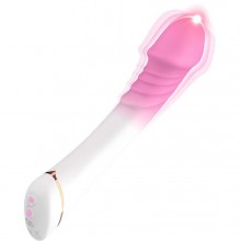 Вибромассажер женский для точки G, цвет бело-розовый, Silicone Toys USK-V23, из материала силикон, цвет мульти, длина 20.5 см., со скидкой