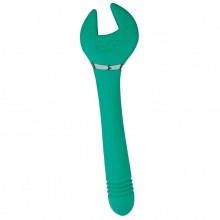 Двухсторонний вибромассажер «Wrench Masseger» в виде гаечного ключа, цвет зеленый, материал силикон, Erokey w105-gren, длина 24.3 см., со скидкой