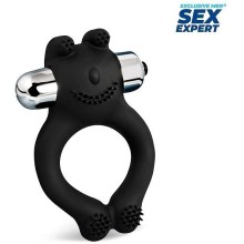 Кольцо эрекционное с вибрацией «VIbe Ring», цвет черный, материал силикон, Sex Expert SEM-55257, диаметр 3 см., со скидкой