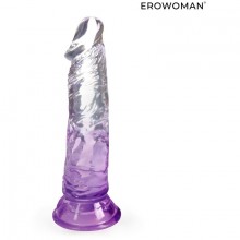 Фаллоимитатор гелевый «Erowoman» на присоске, цвет фиолетово-белый, Bior Toys let-14006, из материала TPE, цвет фиолетовый, длина 18.5 см.