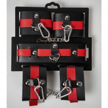 БДСМ-набор из черной кожи с красным ремнем, Crazy handmade ch-23039, со скидкой
