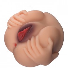 Мастурбатор вагина и анус 3D, цвет телесный, Eroticon 92326, из материала CyberSkin, длина 24 см.