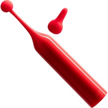 Точечный клиторальный стимулятор «Pop» с двумя насадками, цвет красный, Romp RPPT1SG7, из материала силикон, длина 14.3 см., со скидкой