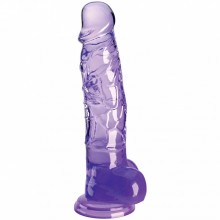 Гелевый фаллоимитатор с мошонкой «King Cock Clear 8», цвет фиолетовый, PipeDream 5471230000, из материала TPE, длина 22.2 см., со скидкой
