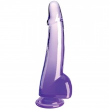 Гелевый реалистичный фаллоимитатор «King Cock Clear» с мошонкой, цвет фиолетовый, 5472120000, из материала TPE, длина 27.9 см., со скидкой