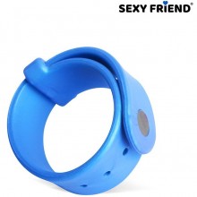 Кольцо эрекционное ремешок «Love Play», Sexy friend sf-40204, из материала силикон, цвет голубой, длина 23.5 см., со скидкой