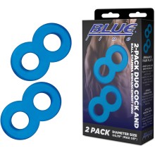 Пара колец «Duo Cock And Ball Stamina Enhancement Ring» 8-образной формы, цвет синий, BLM4026-BLU, из материала резина, со скидкой