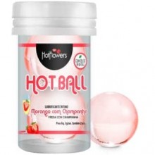 Интимный гель «Aromatic Hot Ball» с ароматом и вкусом клубники с шампанским, 2 шт х 3 г, HotFlowers HC582, со скидкой