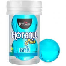 Интимный гель «Hot Ball Plus Esfria» с охлаждающим эффектом, 2 шт х 3 г, HotFlowers HC591, бренд Hot Flowers, из материала масляная основа, цвет голубой