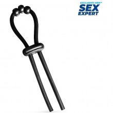Эрекционное кольцо-лассо для пениса «Cock Ring», цвет черный, материал силикон, Sex Expert игрушки SEM-55261, со скидкой