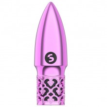Вибропуля перезаряжаемая «Glitter», цвет розовый, материал абс-пластик, Shots Media ROY003PNK, длина 6.8 см.