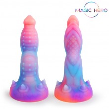 Светящийся в темноте фэнтезийный фаллоимитатор «Amazing Toys», материал силикон, Magic Hero MH-13027, цвет мульти, длина 21 см., со скидкой