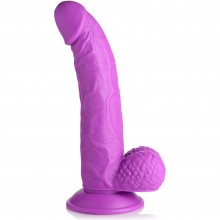 Реалистичный фаллоимитатор «Pop Peckers 7.5 Dildo With Balls» на присоске, цвет фиолетовый, XRAG767-Purple, бренд XR Brands, из материала ПВХ, длина 21.5 см., со скидкой