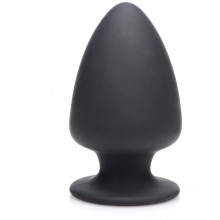 Большая мягкая анальная пробка «Squeeze-It Silicone Anal Plug Small», размер S, XR Brands XRAG329-Small, цвет черный, длина 9 см., со скидкой
