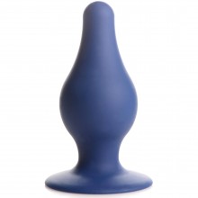 Гибкая анальная пробка «Squeeze-It Squeezable Tapered Large Anal Plug», размер L, цвет синий, XR Brands XRAH012-Large, длина 10.4 см., со скидкой