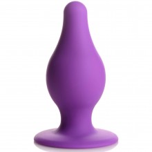Мягкая гибкая анальная пробка «Squeeze-It Squeezable Tapered Medium Anal Plug», размер M, цвет фиолетовый, XR Brands XRAH012-Med, длина 9.4 см., со скидкой