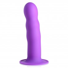 Мягкий гибкий волнистый фаллоимитатор «Squeeze-It Wavy Dildo», цвет фиолетовый, XR Brands XRAG328-Purple, из материала силикон, длина 18.3 см., со скидкой