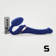 Гибкий страпон «Multi Orgasm Bendable Strap-on» с имитацией оральных ласк и вибрацией, size S, Strap-on-me 6017388, цвет синий, длина 22.8 см., со скидкой