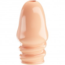 Рельефная насадка на пенис «Jeremy» с отверстием, цвет телесный, Baile BI-026249, из материала TPR, длина 5 см., со скидкой