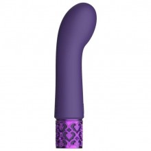 Вибропуля перезаряжаемая «Bijou» с изгибом, цвет фиолетовый, ROY007PUR, бренд Shots Media, длина 12 см., со скидкой