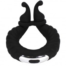 Эрекционное виброкольцо «Snail Vibrator Specifications» с усиками, цвет черный, Eroticon 30193, диаметр 7.5 см., со скидкой