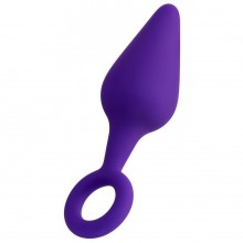 Фиолетовая анальная втулка «Bung» с петелькой, ToyFa ToDo 357028, из материала силикон, цвет фиолетовый, длина 11.5 см.