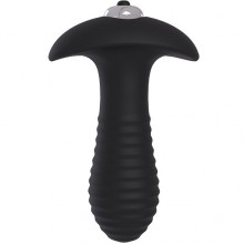 Анальная пробка с вибропулей «Spiral Plug», цвет черный, Dream Toys 21488, из материала силикон, длина 11 см., со скидкой