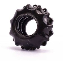 Чtрное эрекционное кольцо «Power Plus Cockring» с выступами, Lovetoy LV1431 black, цвет черный, диаметр 4 см.