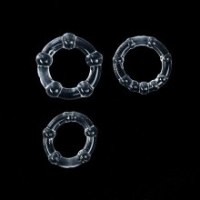 Набор из 3 прозрачных рельефных эрекционных колец, Оки-Чпоки 9857295, из материала латекс, диаметр 3.5 см., со скидкой