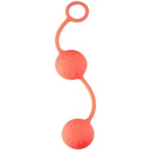Оранжевые вагинальные шарики с цветочками на поверхности, Dream Toys 20576, из материала силикон, длина 20.3 см., со скидкой