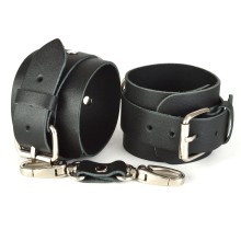 Черные кожаные наручники с пряжками «Ideal», Sitabella 3439-1, со скидкой