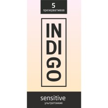 Презервативы «Sensitive» ультратонкие, 5 штук, Indigo sensitive № 5, из материала латекс, цвет прозрачный, длина 18 см., со скидкой