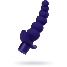 Изогнутый анальный вибратор с рельефом «Dandy» с ограничителем, цвет фиолетовый, материал силикон, ToyFa 358004, длина 13.5 см.