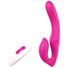 Безремневой вибрострапон «Remote Double Dipper», цвет розовый, Dream Toys 21589, из материала силикон, длина 22 см., со скидкой