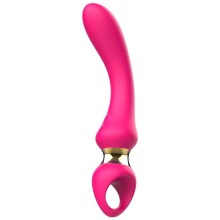 Изогнутый женский вибратор точки G «I-Moon Vibrator», 10 режимов вибрации, цвет розовый, материал силикон, my-225, длина 21.1 см., со скидкой