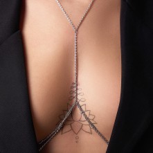Оригинальная серебристая цепочка на грудь «Оки-Чпоки», размер S/M, Сима-Ленд 9424681, из материала металл, цвет серебристый, со скидкой