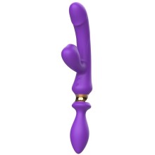 Двусторонний вибромассажер точки-G «I-Moon Vibrator» с вакуумной стимуляцией и анальной пробкой, цвет фиолетовый, MY-229, из материала силикон, длина 30.7 см.