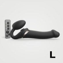 Гибкий страпон «Multi Orgasm Bendable Strap-on» с имитацией оральных ласк и вибрацией, size L, Strap-on-me 6017364, из материала силикон, цвет черный, длина 23.8 см., со скидкой
