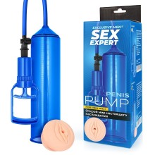 Помпа вакуумная «Penis Pump» с насадкой, цвет черный, Sex expert sem-55276, из материала пластик АБС, цвет синий, со скидкой