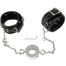 Наручники с кольцом для пениса «Cuffs and Cock Ring», цвет черный, Orion 24932091001, диаметр 6 см., со скидкой