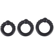 Набор эрекционных колец «Rebel Heavy Silicone Cock Rings», Orion 5379420000, из материала силикон, цвет черный, диаметр 7 см., со скидкой