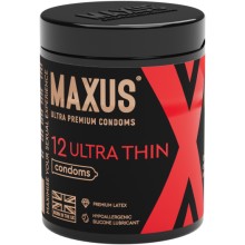 Ультратонкие презервативы «MAXUS Ultra Thin №12 X-Edition» с железным кейсом, 12 штук, 0901-054, из материала латекс, длина 18 см.