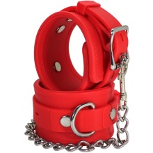 Силиконовые наручники «Handcuffs» с фиксацией, цвет красный, Eroticon P3330R, длина 27 см.