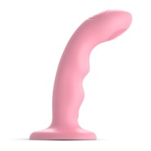 Изогнутый стимулятор «Tapping Dildo Wave» с вибрацией и пульсацией, коралловый, Strap-On-Me 6017524, из материала силикон, длина 15.3 см., со скидкой