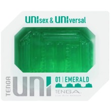 Одноразовый мастурбатор 2 в 1 «Uni Emerald» со стимулирующей текстурой, цвет зеленый, Tenga UNI-001, длина 5.8 см., со скидкой