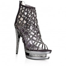 Шикарные туфли с кристаллами «Glare», размер 36, бренд Hustler Lingerie, из материала ПВХ, цвет черный, 36 размер
