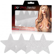 Белые пэстисы-звезды сатиновые и кружевные «Luminios», бренд EroticFantasy, из материала ПВХ, со скидкой